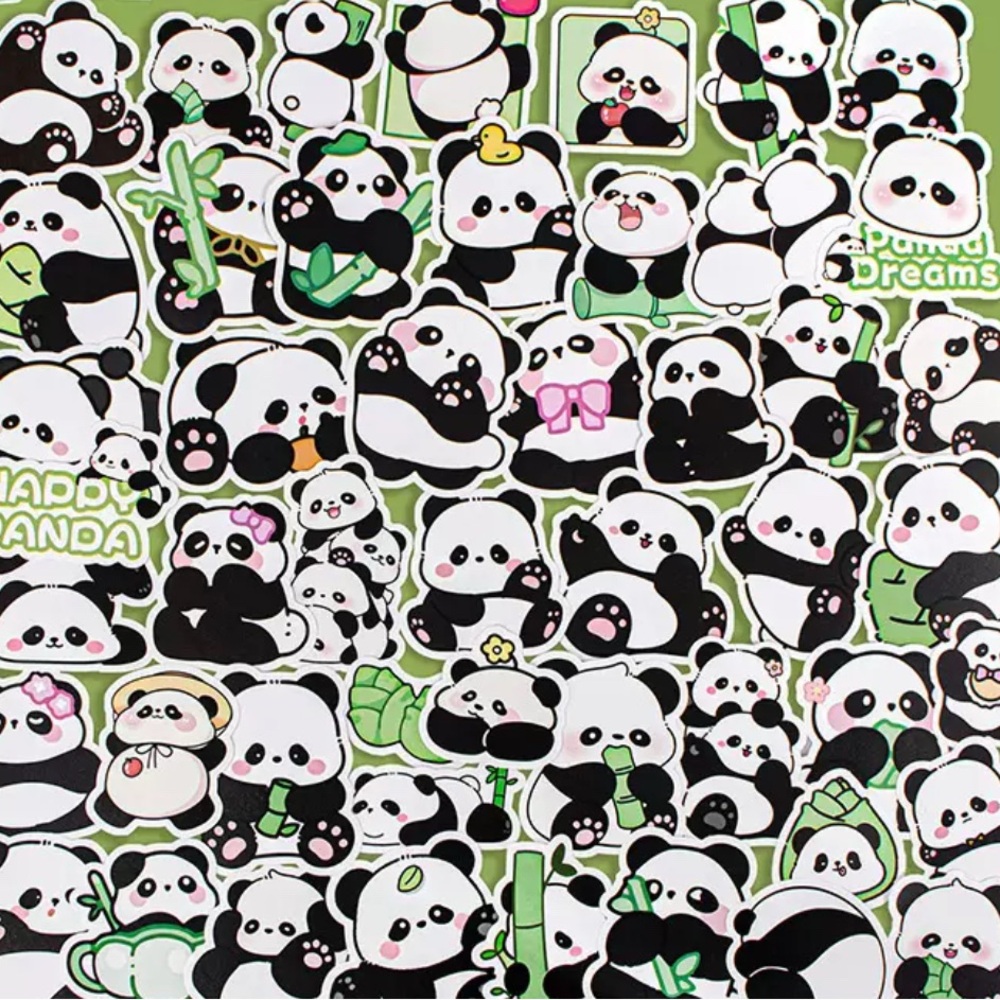 50pc Cute Panda Theme Stickers Stationary